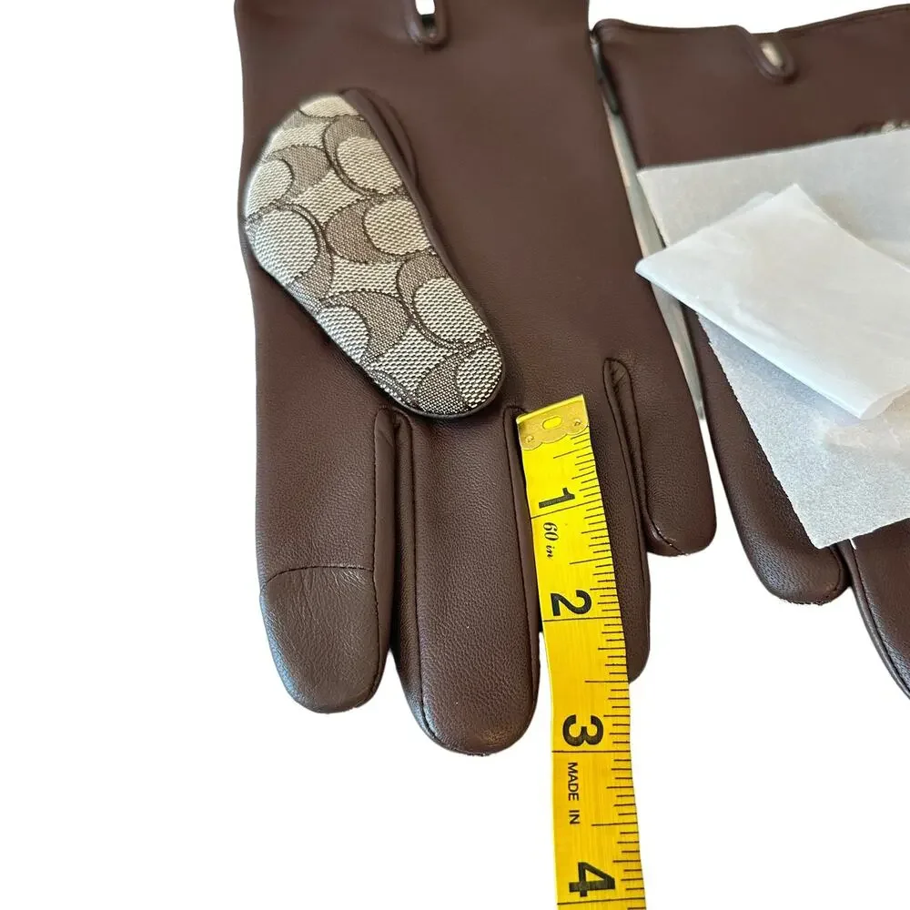 Coach Women Signature Jacquard And Leather Tech Gloves size 7.5 - Picture 7 of 9